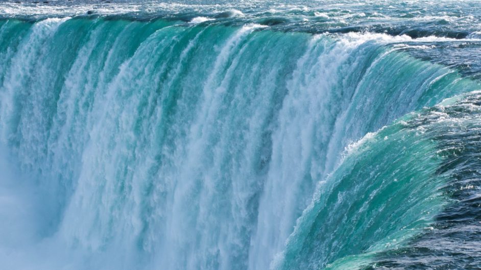 Bluish green and white water of Niagara Falls